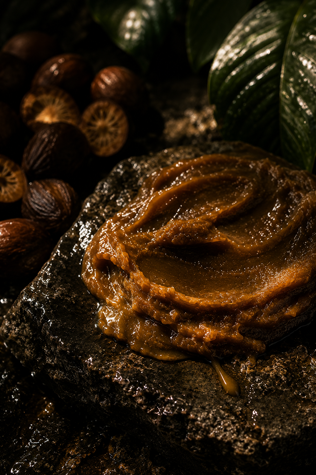 Close up of raw unrefined batana oil texture